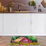 Cute American Barn in a Sunflower Field Floor Sticker