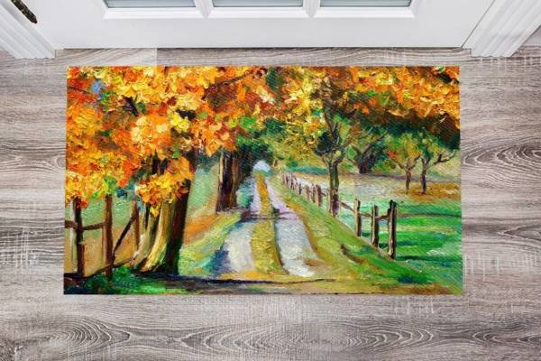 Country Road with Maple Trees Floor Sticker