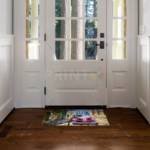 Old Red Car on a Sunny Street Floor Sticker