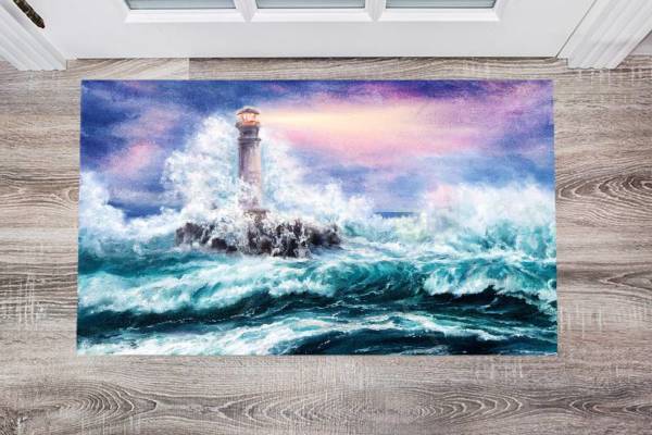 3024-lighthouse-during-a-storm-floor-sticker-decor Lighthouse During a Storm Floor Sticker
