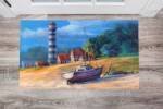 Lighthouse and a Fishing Boat Floor Sticker