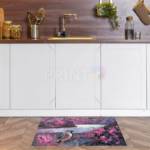 3124-waxwing-bird-on-a-blooming-tree-floor-sticker-decal Waxwing Bird on a Blooming Tree Floor Sticker