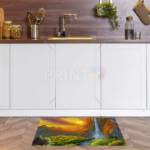 Waterfall in the Sunset Floor Sticker