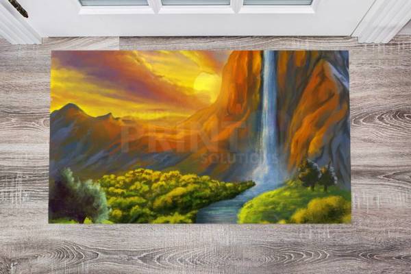 Waterfall in the Sunset Floor Sticker