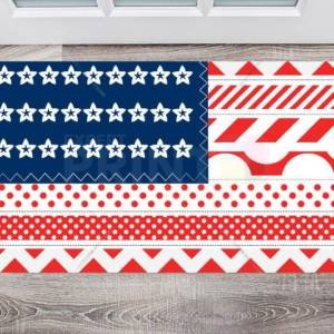 USA America Flag Patchwork Design Floor Sticker