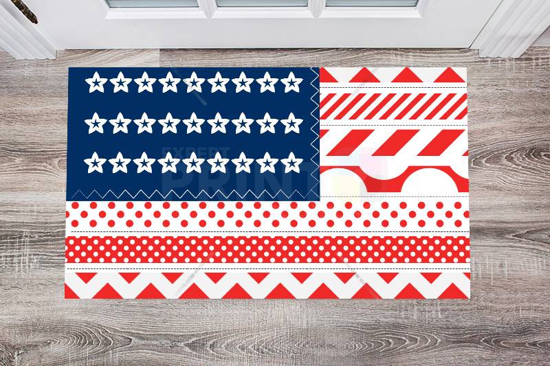 USA America Flag Patchwork Design Floor Sticker