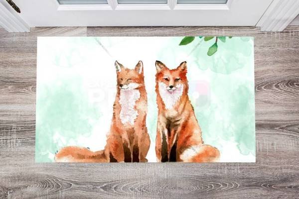 Cute Fox Couple #2 Floor Sticker