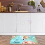 Pretty Flamingo with Roses Floor Sticker