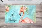 Pretty Flamingo with Roses Floor Sticker