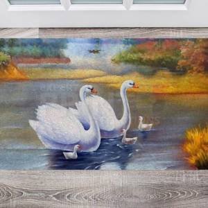 Beautiful Swan Family Floor Sticker