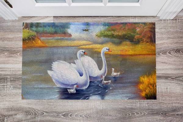 3434-beautiful-swan-family-floor-sticker-decor Beautiful Swan Family Floor Sticker