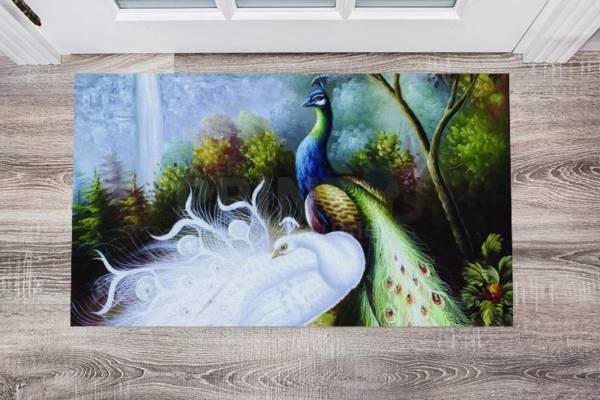 Snow White and Colorful Peacocks Floor Sticker