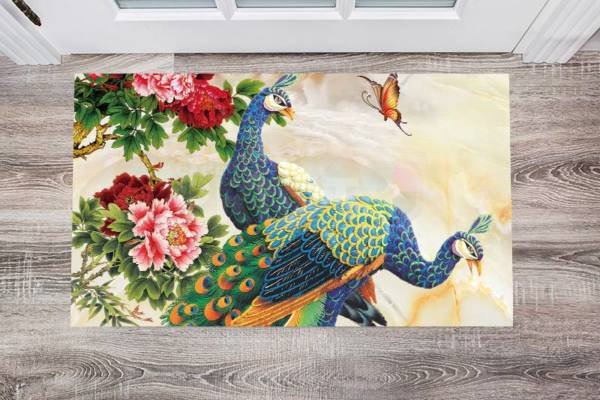 Beautiful Peacock Couple #2 Floor Sticker