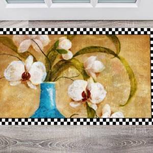 Blue Vase and White Orchid Floor Sticker