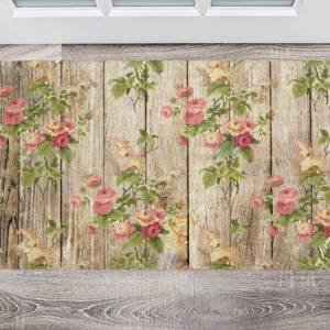 Rustic Flowers on Wood Pattern #2 Floor Sticker