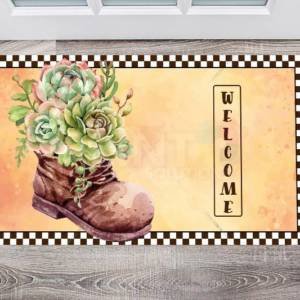 Old Gardening Boot with Succulents Floor Sticker