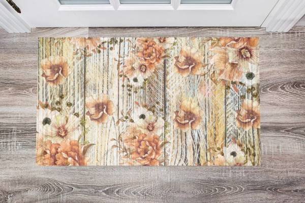 Flowers on Wood Pattern #1 Floor Sticker