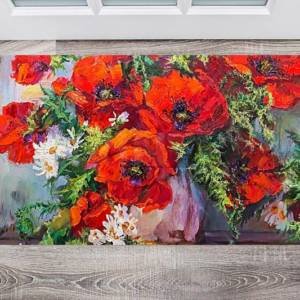 Beautiful Red Poppies and Daisies Floor Sticker