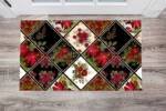 Folk Patchwork Quilt Pattern with Flowers #2 Floor Sticker