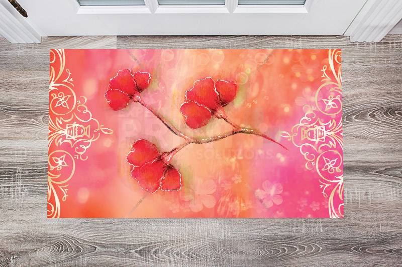 Vintage Poppy Design Floor Sticker