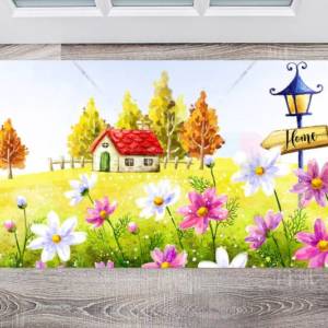 Little Adorable Flower Cottage Floor Sticker