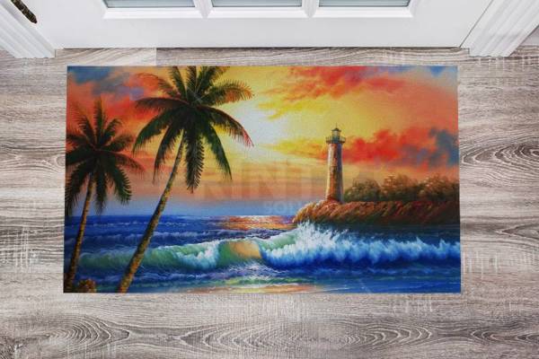 4933-beautiful-tropical-sunset-and-lighthouse-floor-sticker-decor Beautiful Tropical Sunset and Lighthouse Floor Sticker