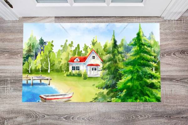 4987-little-cottage-by-the-lake-1-floor-sticker-decor Little Cottage By the Lake #1 Floor Sticker
