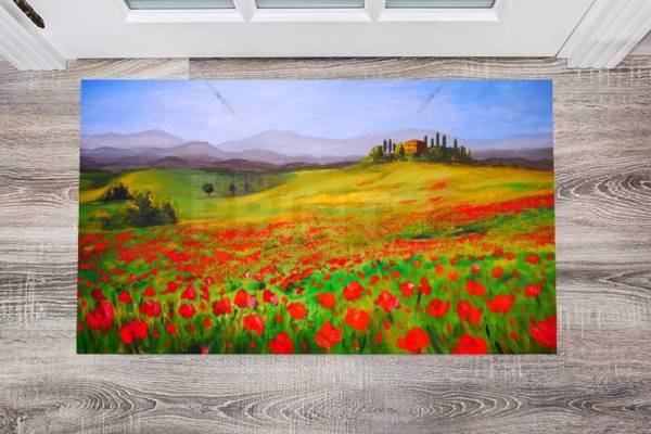 Tuscany Landscape with Poppies Floor Sticker
