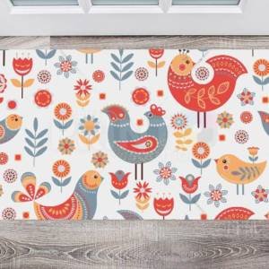 Scandinavian Folk Art Birds Design #4 Floor Sticker