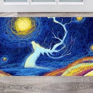 Abstract Moonlight Deer Floor Sticker