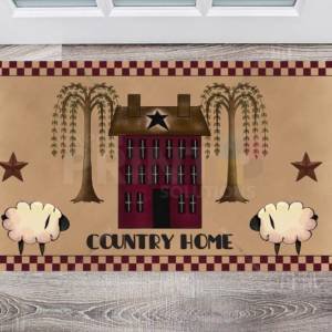 Primitive Country Home and Sheep Floor Sticker