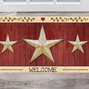 Primitive Country Folk Barn Star #3 - Welcome Floor Sticker