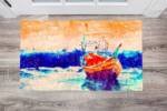Fishing Boat in the Sunse Floor Sticker