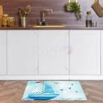 Cute Blue Sailboat Floor Sticker