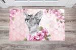 Pretty Sphynx Cat and Flowers Floor Sticker