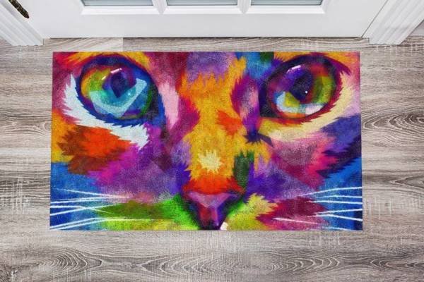 Cute Rainbow Cat Face Floor Sticker