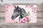 Pretty Grey Horse and Flowers Floor Sticker