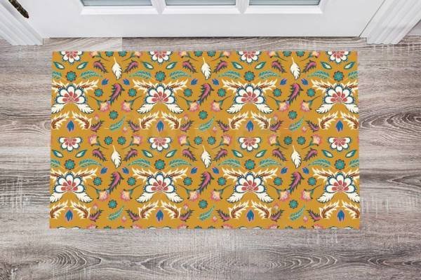 Bohemian Folk Batik Ethnic Flowers #3 Floor Sticker