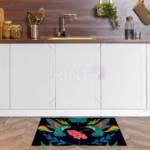 Bohemian Folk Art Ethnic Hummingbird and Flowers Floor Sticker