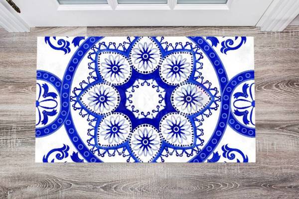 Bohemian Folk Art Ethnic Blue Mandala Design #2 Floor Sticker