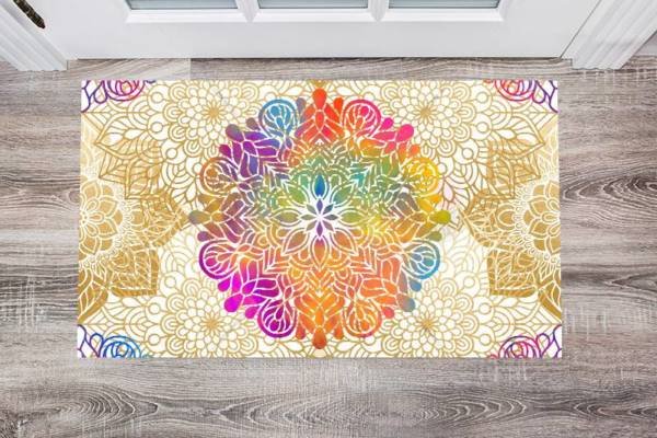 Bohemian Folk Art Ethnic Mandala Design #3 Floor Sticker