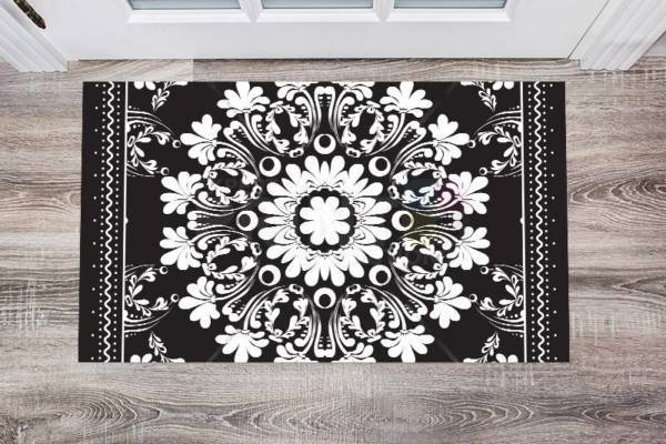 Beautiful Ethnic Folk Black and White Design #2 Floor Sticker