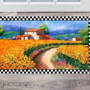 Houses between Sunflowers - Home is Where the Heart is Floor Sticker