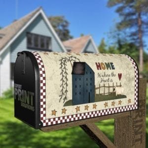 Prim Country Saltbox House #2 - Home is Where the Heart is Decorative Curbside Farm Mailbox Cover