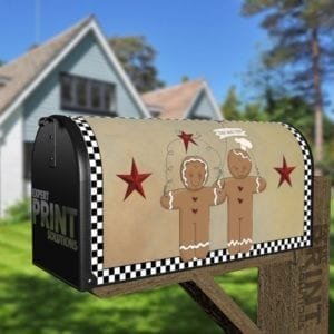 Cute Primitive Country Gingerbread Man Couple #1 - Home Sweet Home Decorative Curbside Farm Mailbox Cover