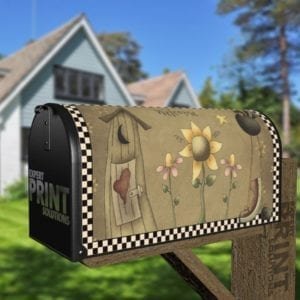 Primitive Country Cute Black Bird - Welcome Decorative Curbside Farm Mailbox Cover