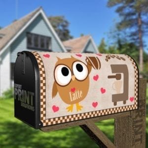 Coffee Lover Owl #13 - Latte Decorative Curbside Farm Mailbox Cover