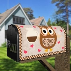 Coffee Lover Owl #8 - I Heart Coffee Decorative Curbside Farm Mailbox Cover