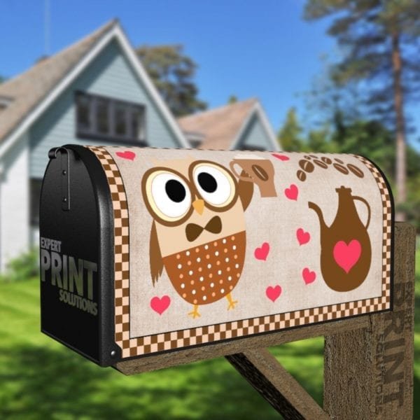 Coffee Lover Owl #1 - A Yawn Is A Silent Scream For Coffee Decorative Curbside Farm Mailbox Cover