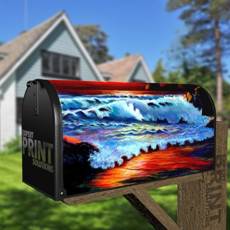 Fire Sea Sunset Decorative Curbside Farm Mailbox Cover